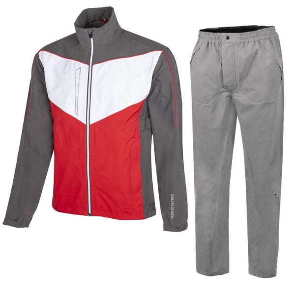 Galvin Green Gore-Tex Armstrong/Arthur Waterproof Suit - Forged Iron/Red/White/Sharkskin