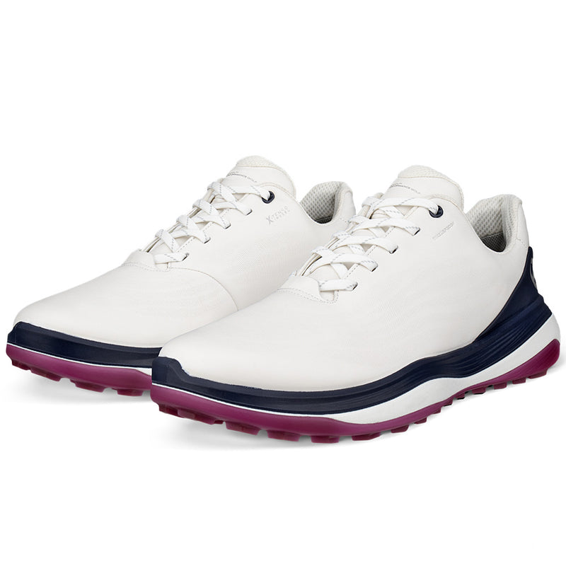 ECCO Golf LT1 Lace Waterproof Spikeless Shoes - White/Marine