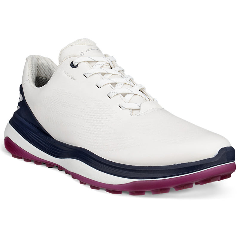 ECCO Golf LT1 Lace Waterproof Spikeless Shoes - White/Marine