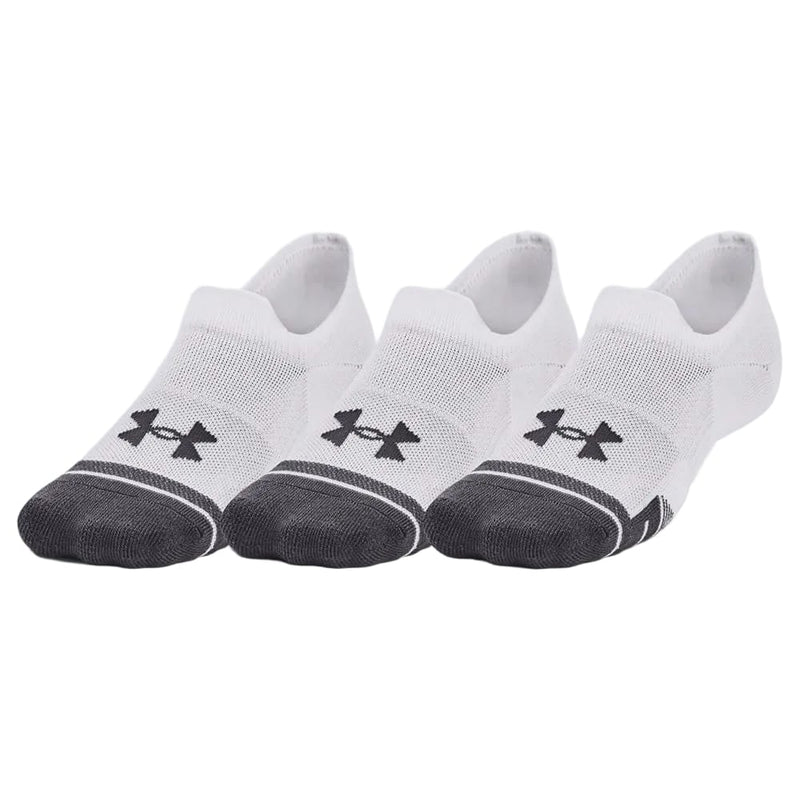 Under Armour Performance Tech No Show Socks (3 Pairs) - White/White/Jet Gray
