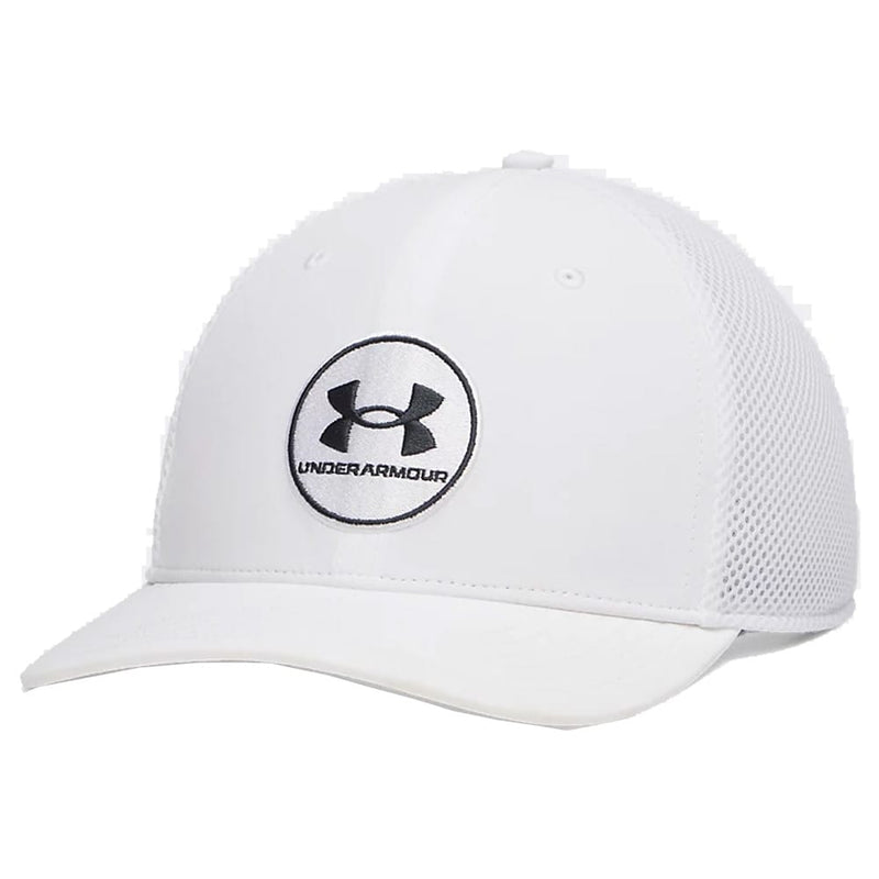 Under Armour Drive Mid Stretch Cap - White/Anthracite