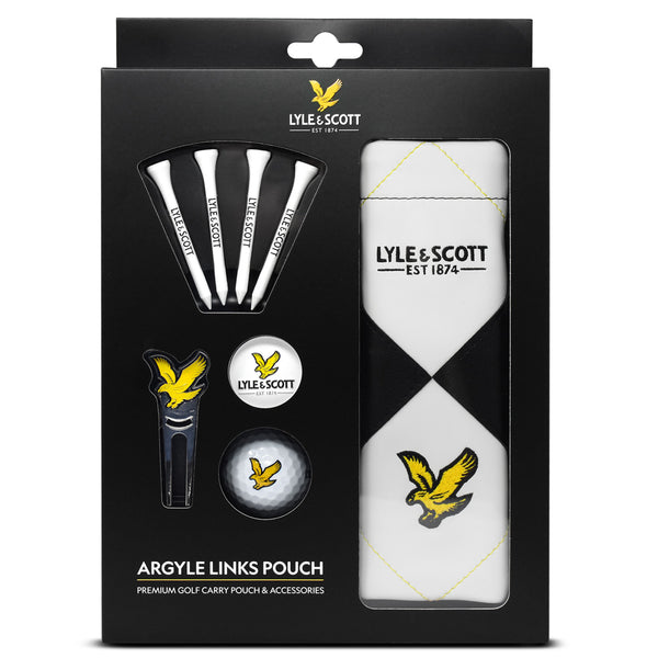 Lyle & Scott Argyle Links Pouch Gift Set - White/Black
