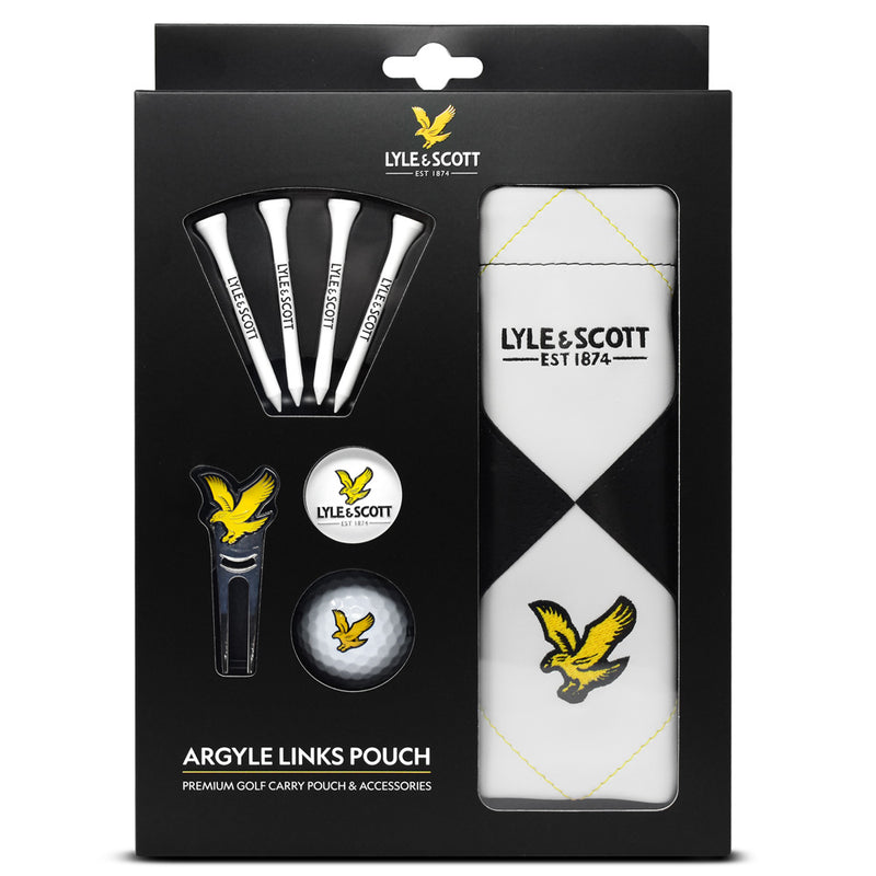 Lyle & Scott Argyle Links Pouch Gift Set - White/Black