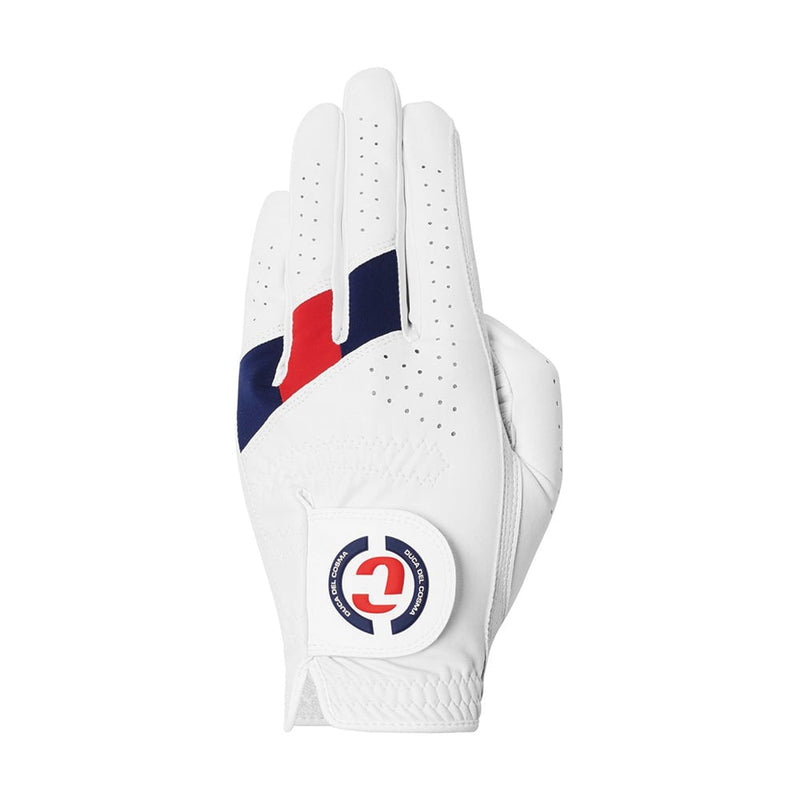 Duca Del Cosma Hybrid Pro Brompton Cabretta Leather Golf Glove - White/Navy/Red