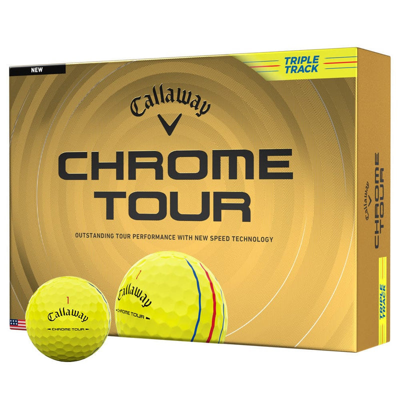 Callaway Chrome Tour Triple Track Golf Balls - Yellow - 12 Pack