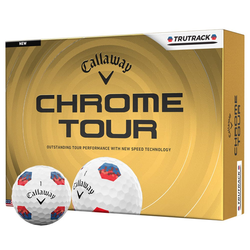 Callaway Chrome Tour TruTrack Golf Balls - White/Blue/Red - 12 Pack