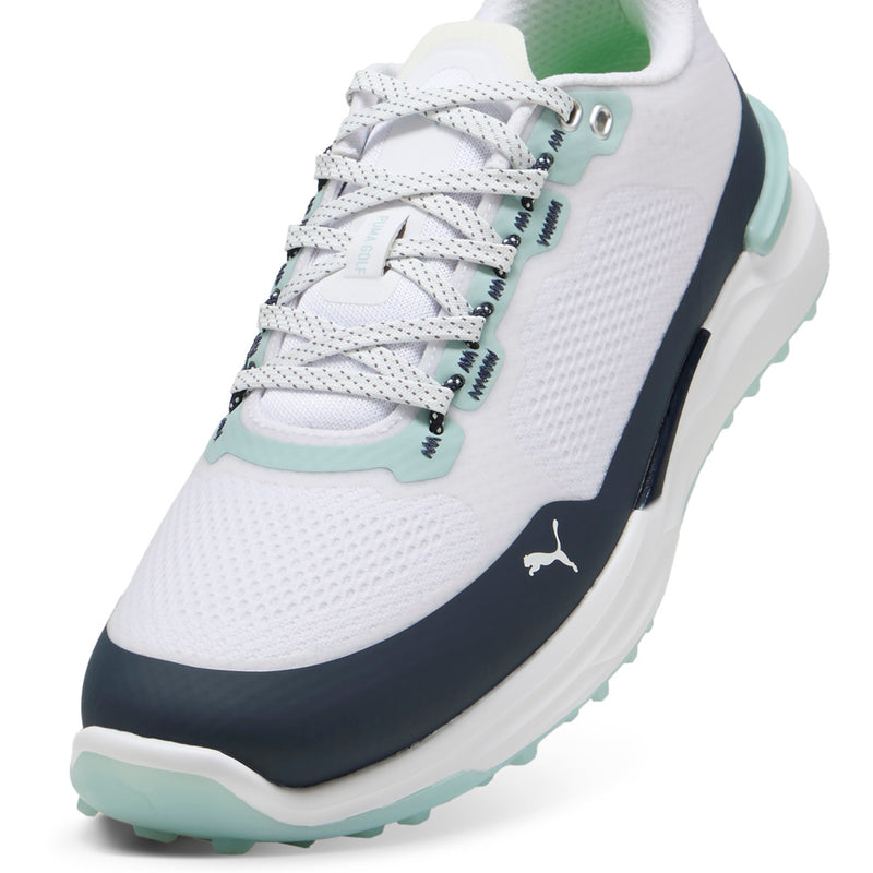 Puma IGNITE Elevate X Spikeless Waterproof Shoes - White/Deep Navy/Modern Mint