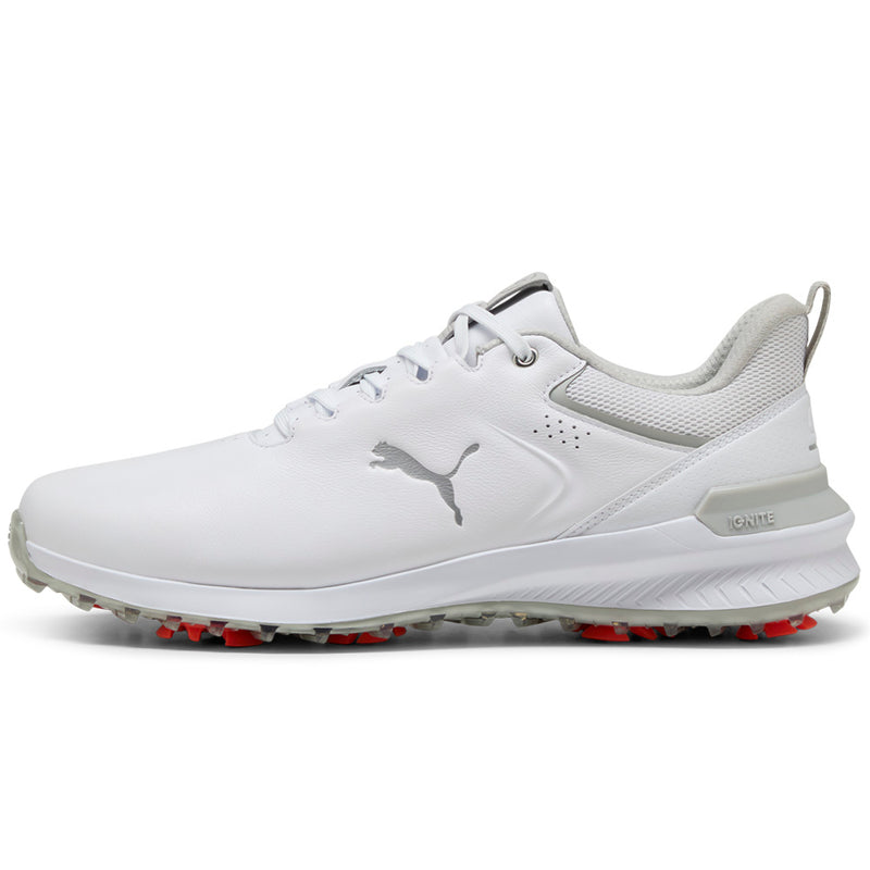 Puma IGNITE Innovate Leather Spiked Waterproof Shoes - White/Ash Gray