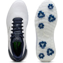 Puma IGNITE Innovate Leather Spiked Waterproof Shoes - White/Deep Navy
