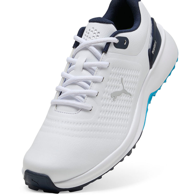 Puma Fusion Plus Spikeless Waterproof Shoes - White/Speed Blue/Deep Navy
