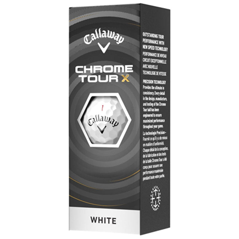 Callaway Chrome Tour X Golf Balls - White - 3 Sleeve