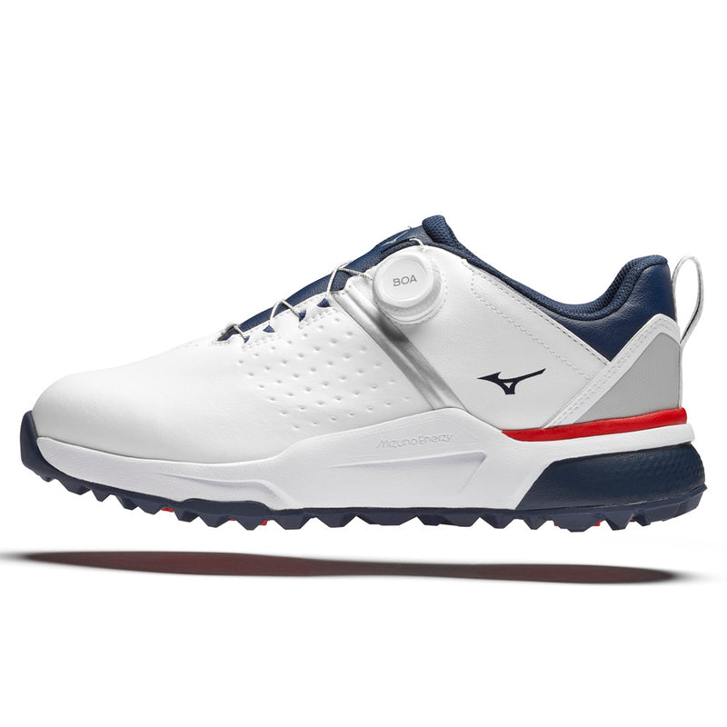 Mizuno Hazard BOA Spikeless Waterproof Shoes - White/Dress Blues