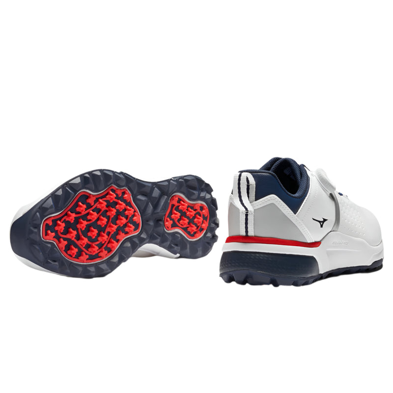 Mizuno Hazard BOA Spikeless Waterproof Shoes - White/Dress Blues