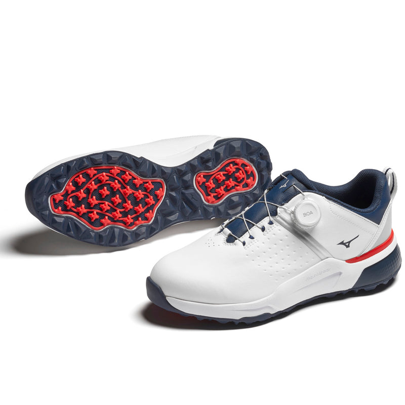 Mizuno Hazard BOA Spikeless Waterproof Shoes - White/Dress Blues