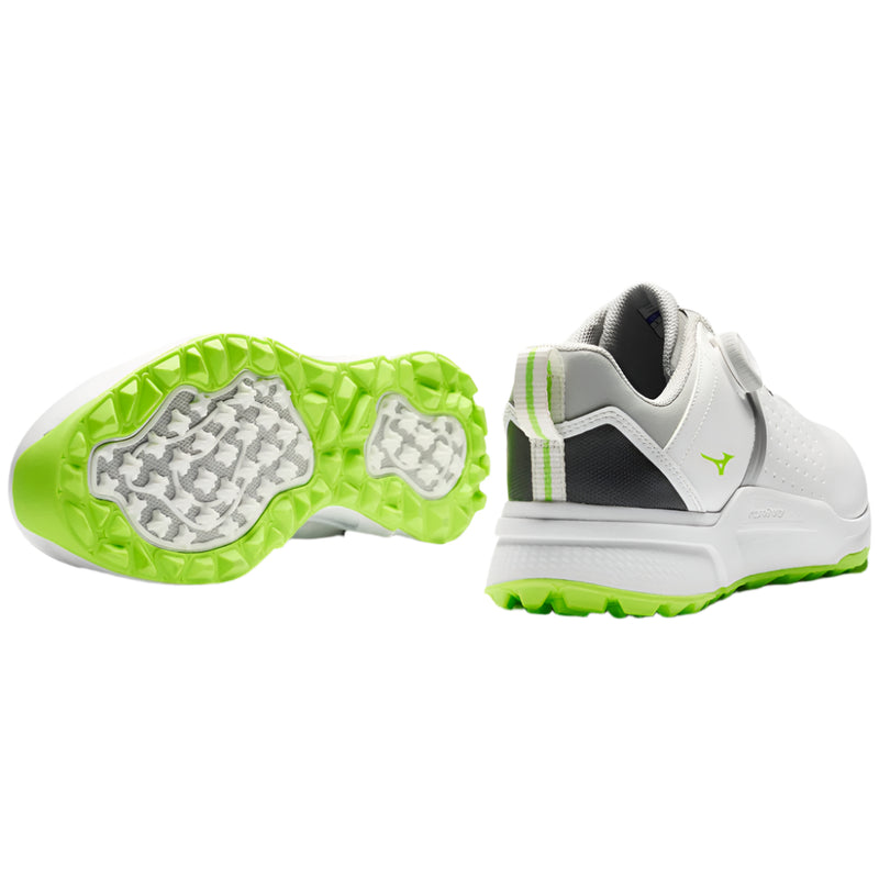 Mizuno Hazard BOA Spikeless Waterproof Shoes - White/Green Gecko