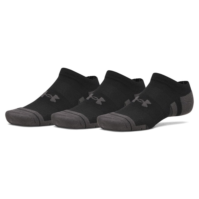 Under Armour Performance Tech No Show Socks (3 Pairs) - Ultimate Black/Ultimate Black/Jet Grey