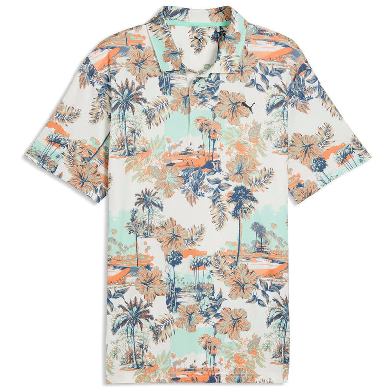 Puma Cloudspun Palm Polo Shirt  - Warm White/Mint Jelly/Melon Glow