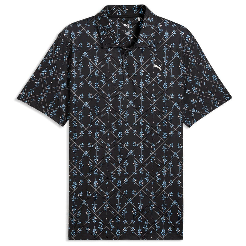 Puma Cloudspun Argyle Bloom Polo Shirt  - Puma Black/Rose Blossom