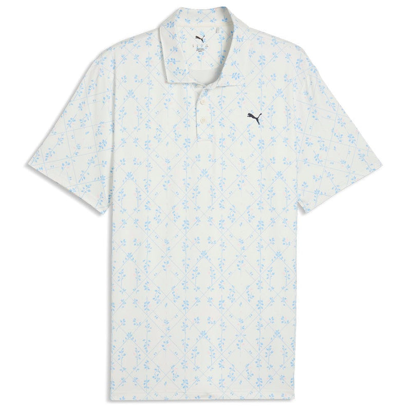 Puma Cloudspun Argyle Bloom Polo Shirt  - Warm White/Team Light Blue