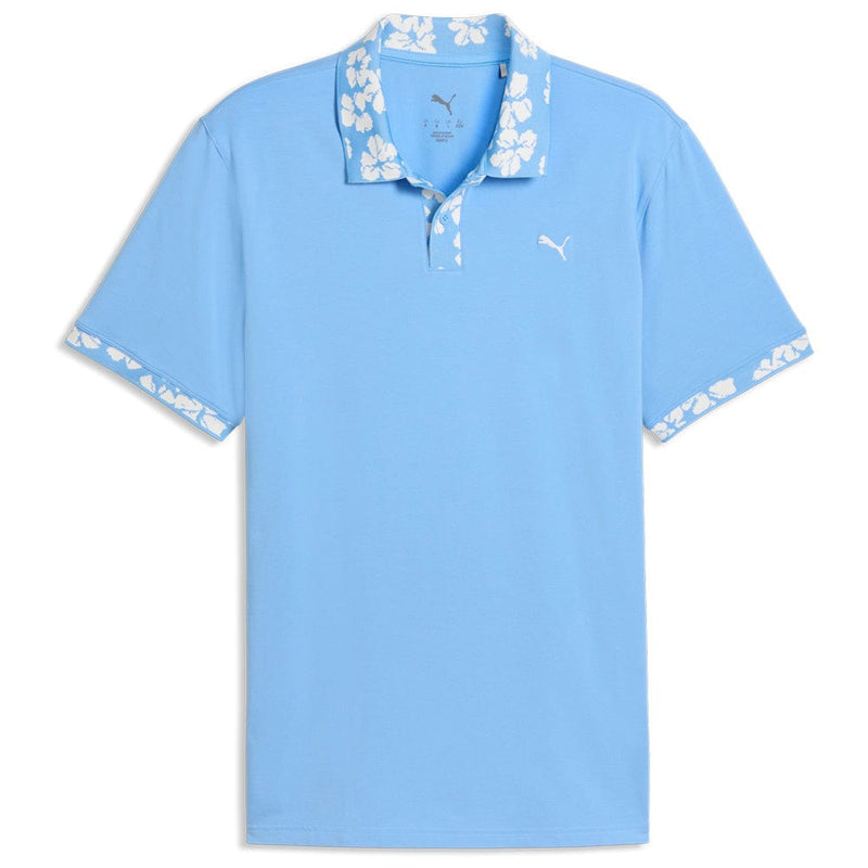 Puma Modalon Floral Rib Polo Shirt - Team Light Blue/Warm White
