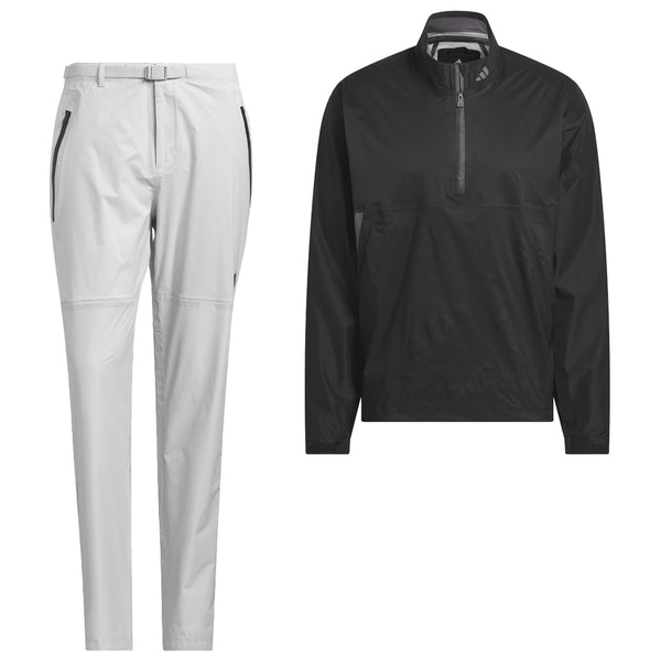 adidas Ultimate365 Tour Climaproof+ Waterproof Half-Zip Rain Suit - Black/Grey One