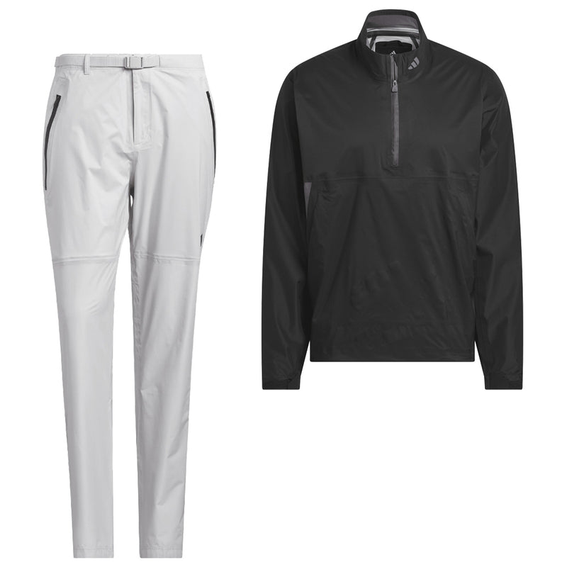 adidas Ultimate365 Tour Climaproof+ Waterproof Half-Zip Rain Suit - Black/Grey One