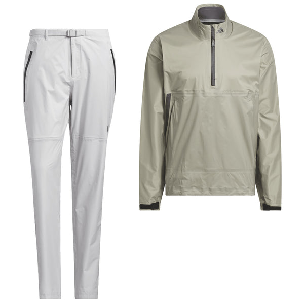 adidas Ultimate365 Tour Climaproof+ Waterproof Half-Zip Rain Suit - Silver Pebble/Grey One