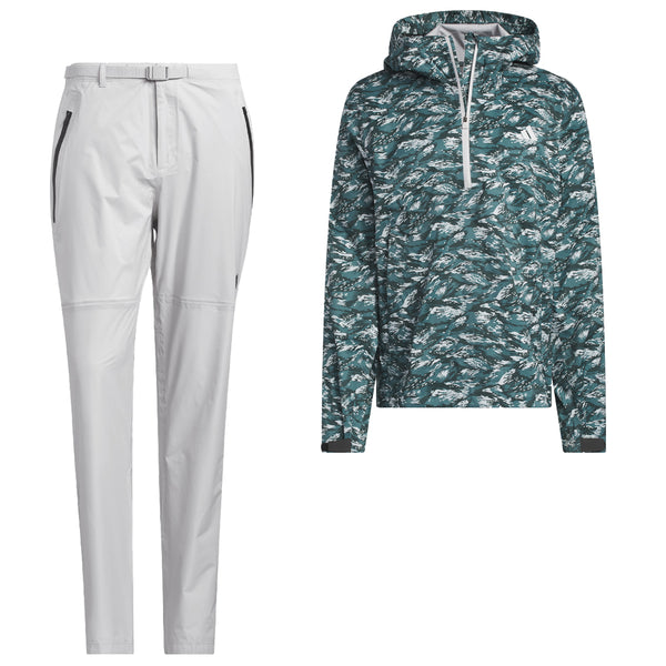 adidas Ultimate365 Tour Climaproof+ Waterproof Parka Rain Suit - Preloved Teal/Grey One