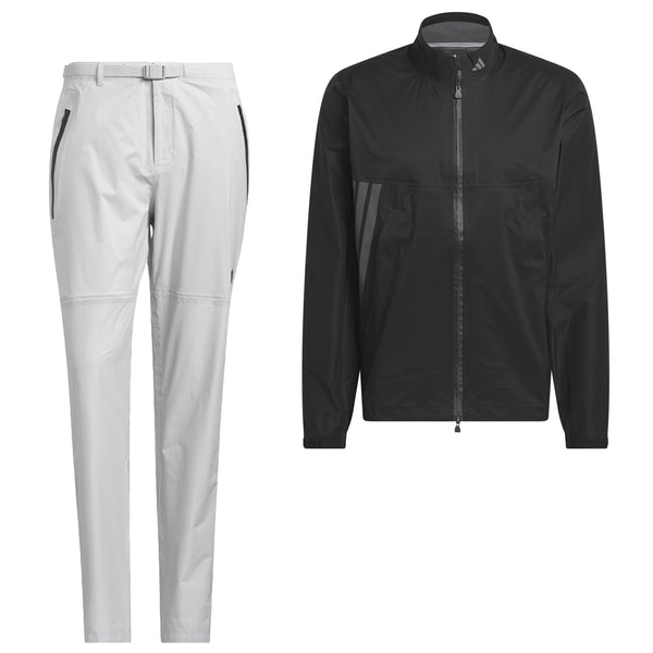 adidas Ultimate365 Tour Climaproof+ Waterproof Full-Zip Rain Suit - Black/Grey One