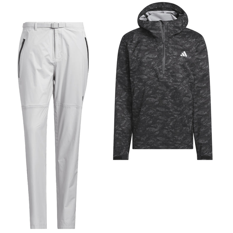 adidas Ultimate365 Tour Climaproof+ Waterproof Parka Rain Suit - Black/Grey One