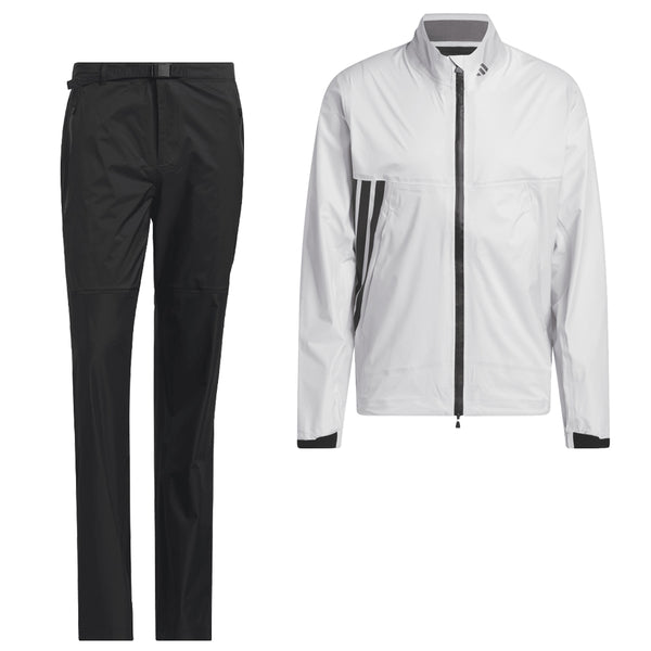adidas Ultimate365 Tour Climaproof+ Waterproof Full-Zip Rain Suit - Grey One/Black