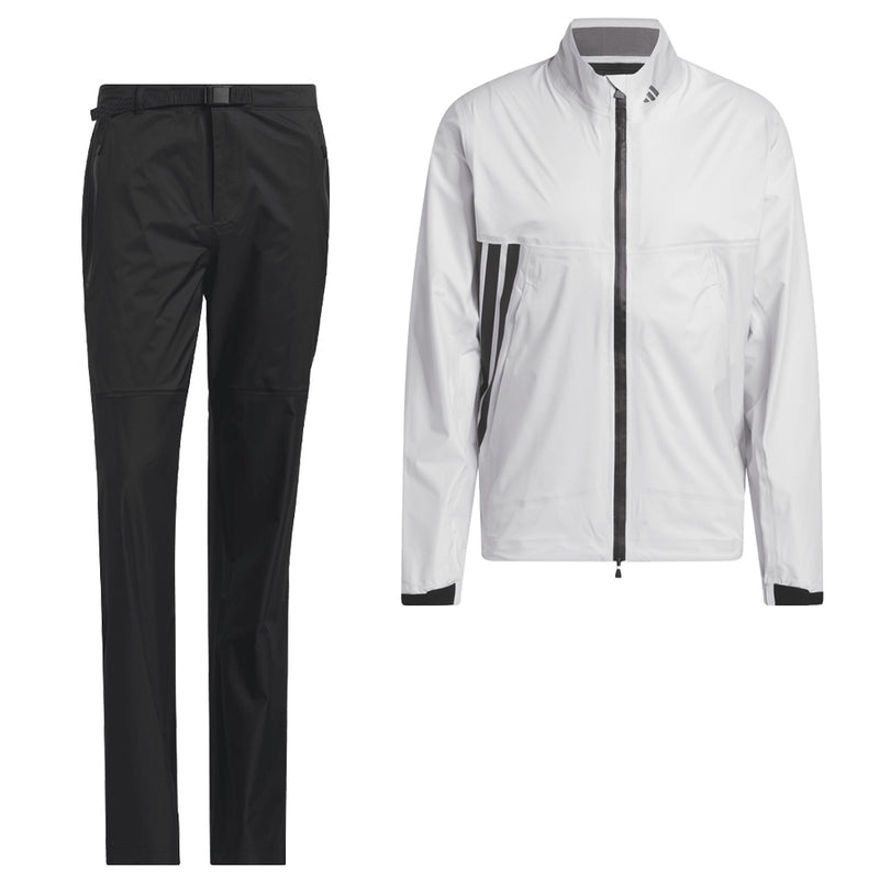 adidas Ultimate365 Tour Climaproof+ Waterproof Full-Zip Rain Suit - Grey One/Black