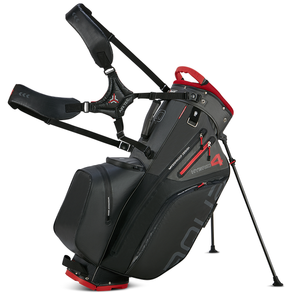 Big Max Aqua Hybrid 4 Waterproof Stand Bag - Black/Charcoal/Red