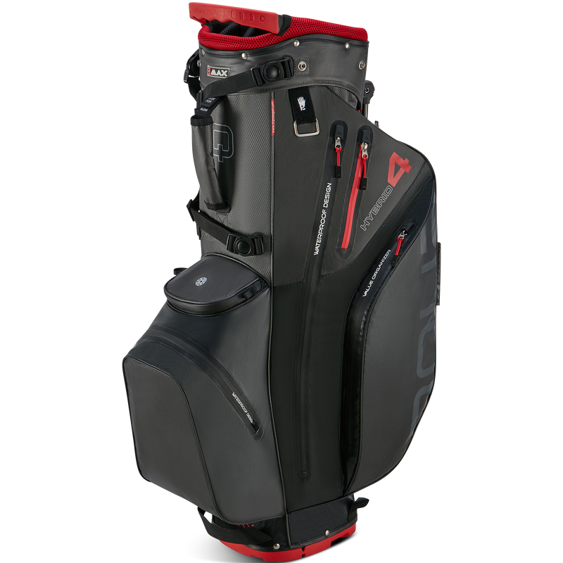 Big Max Aqua Hybrid 4 Waterproof Stand Bag - Black/Charcoal/Red