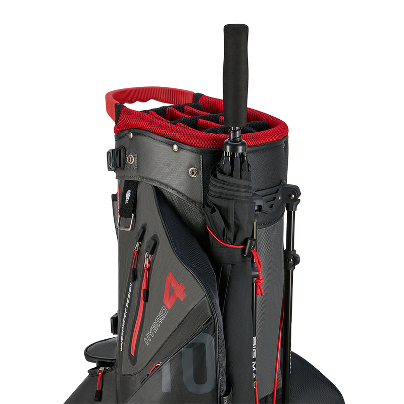 Big Max Aqua Hybrid 4 Waterproof Stand Bag - Black/Charcoal/Red