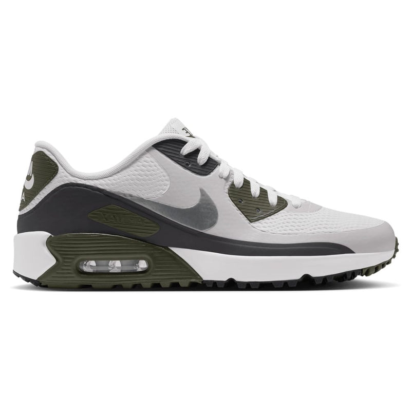 Nike Air Max 90 G Waterproof Spikeless Shoes - White/Metallic Silver/Medium Olive