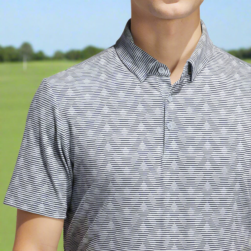 adidas Go-To Printed Stripe Polo Shirt - Wonder Blue/Collegiate Navy