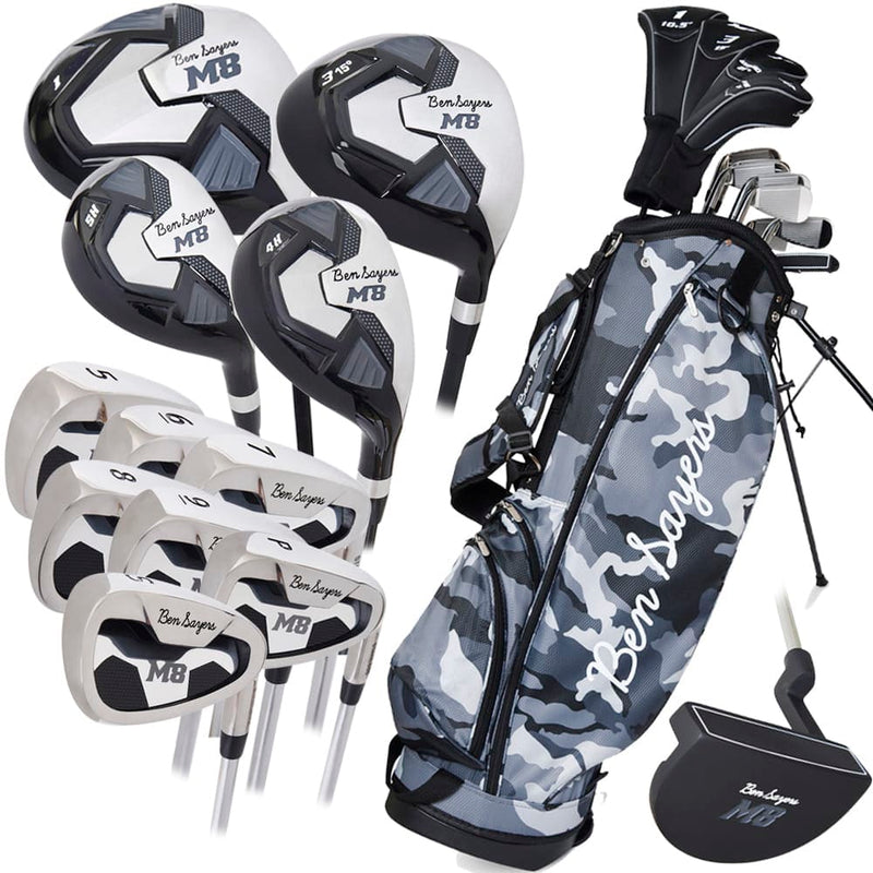 Ben Sayers M8 Youth 13-Piece Stand Bag Package Set  - Camo - Graphite (63-67+" Golfer Height)