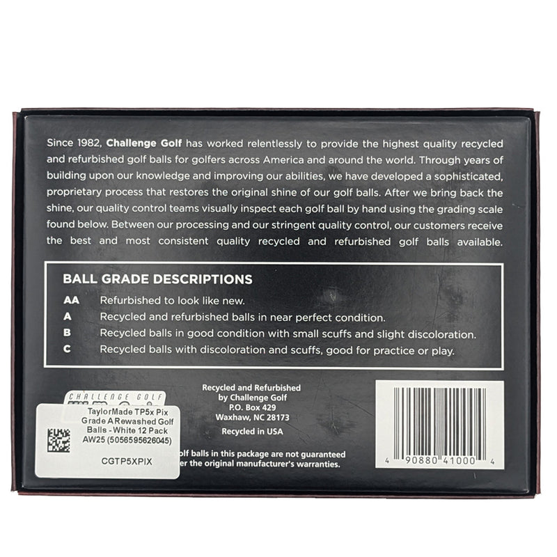 TaylorMade TP5x Pix Grade A Rewashed Golf Balls - White 12 Pack