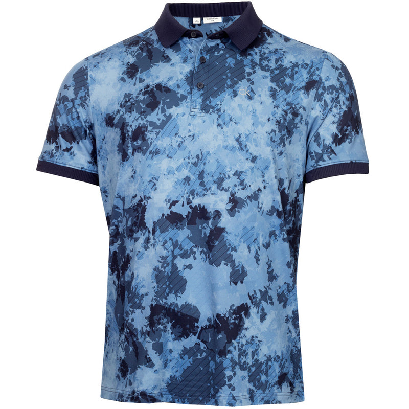Calvin Klein Digital Chaos Printed Polo Shirt - Navy