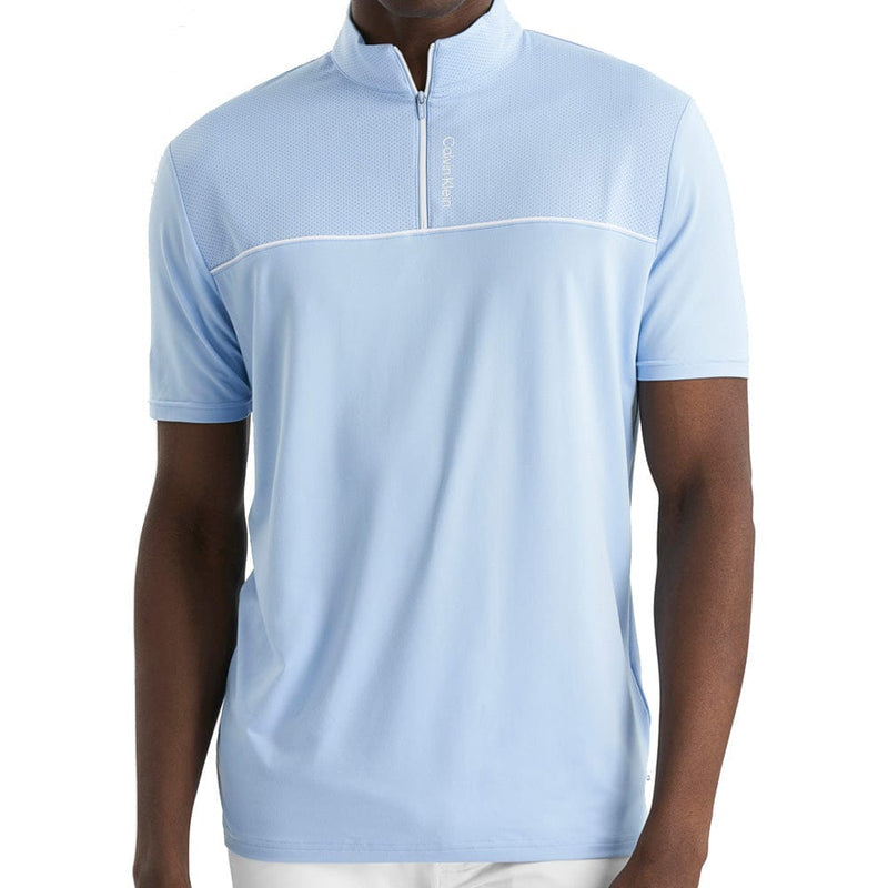 Calvin Klein Grange Mock Neck Polo Shirt- Bluebell