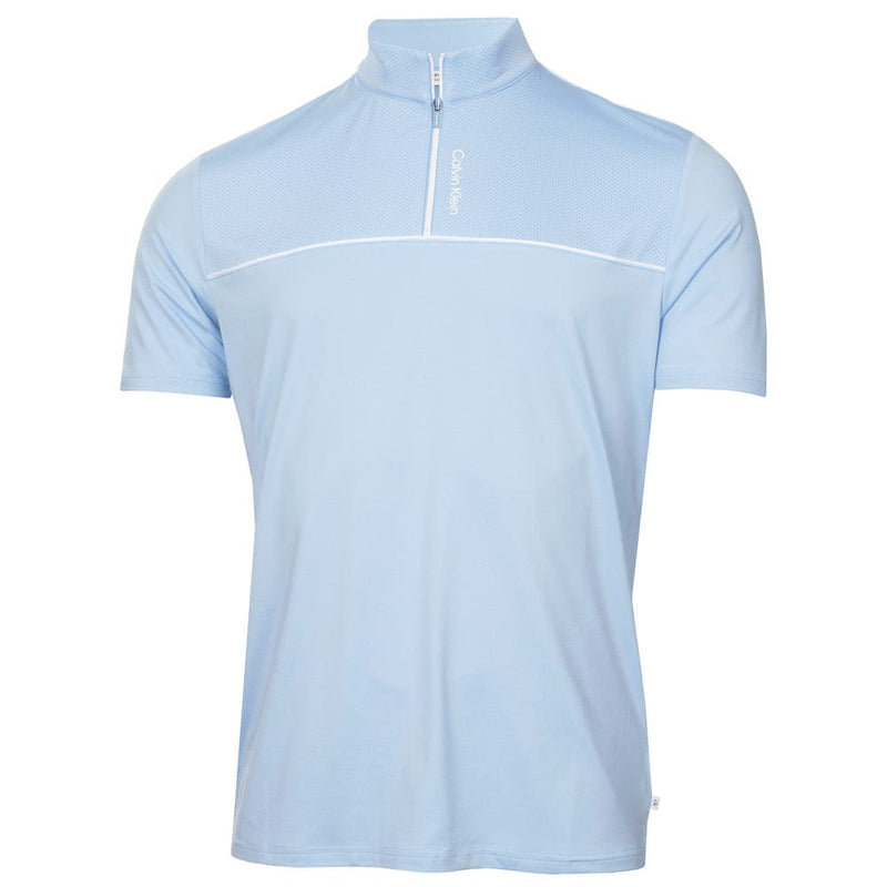 Calvin Klein Grange Mock Neck Polo Shirt- Bluebell