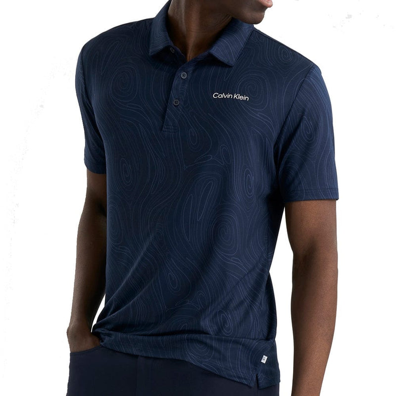 Calvin Klein Marble Print Polo Shirt - Navy
