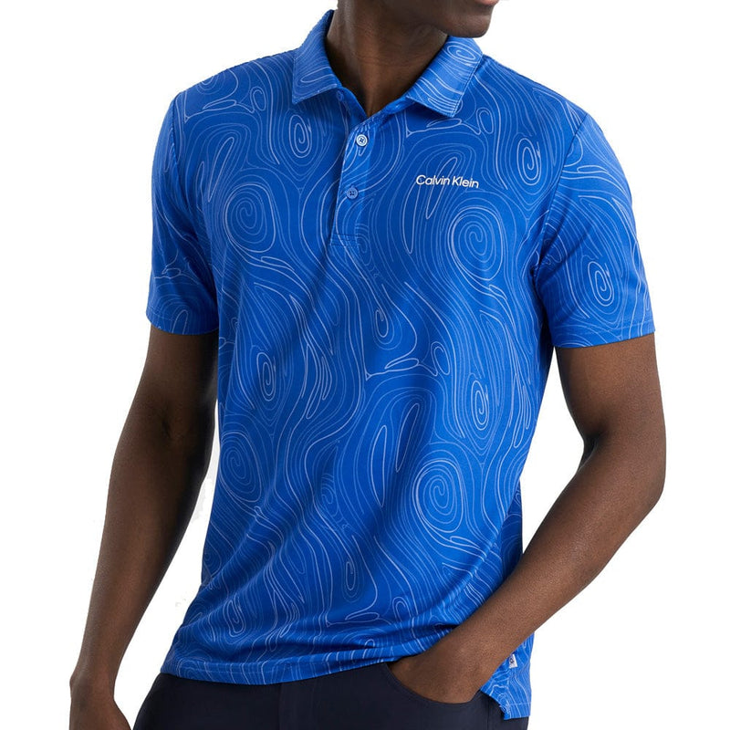 Calvin Klein Marble Print Polo Shirt - Sapphire