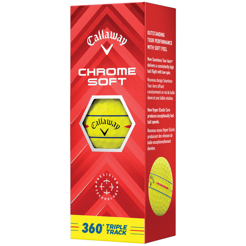 Callaway Chrome Soft 360 Triple Track Golf Balls - Yellow - 12 Pack