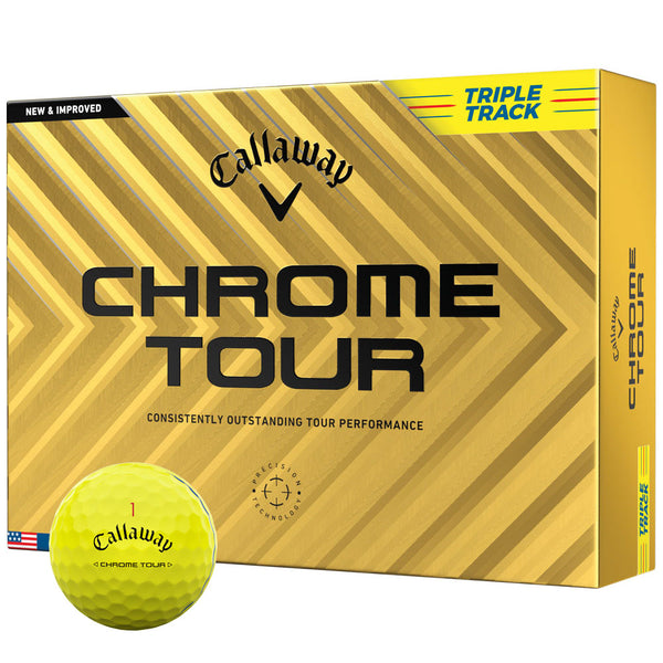 Callaway Chrome Tour Triple Track Golf Balls - Yellow - 12 Pack