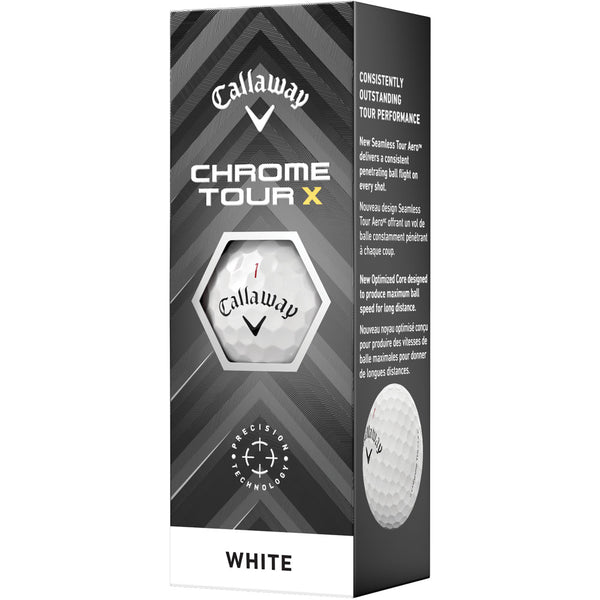 Callaway Chrome Tour X Golf Balls - White - 3 Sleeve