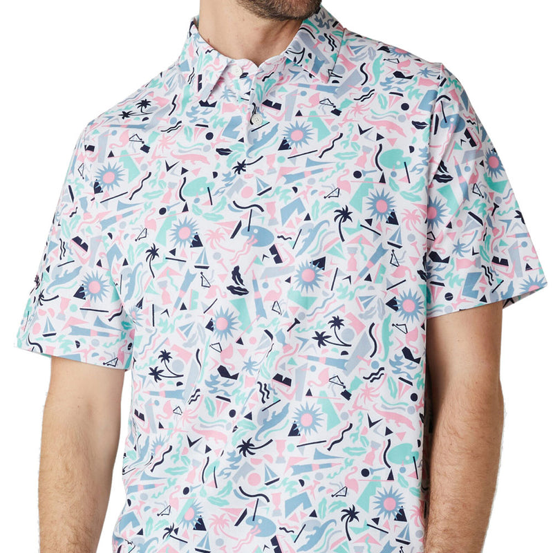Callaway Florida Abstract Geo Print Polo Shirt - Bright White