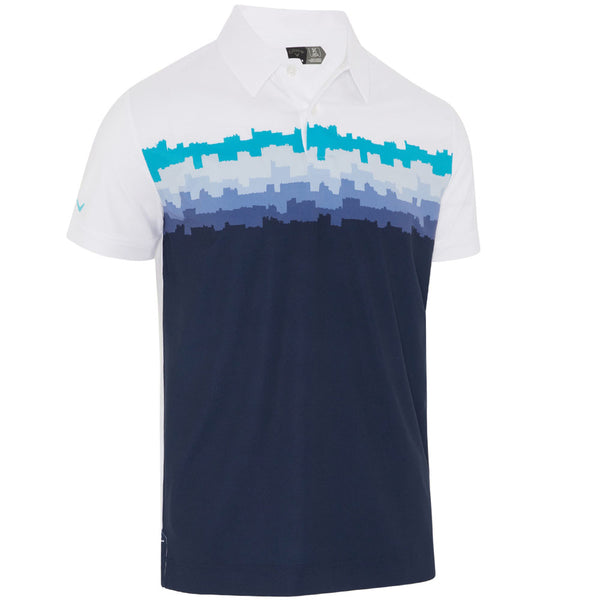 Callaway Skyline Block Print Polo Shirt - Bright White