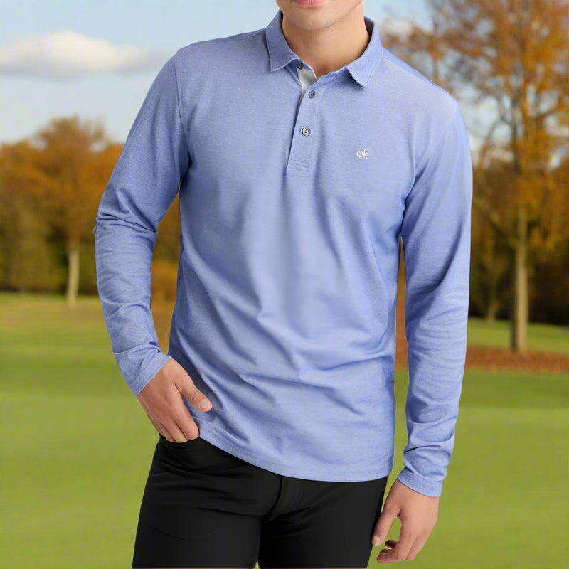 Calvin Klein Bayard Long Sleeve Polo Shirt - French Blue